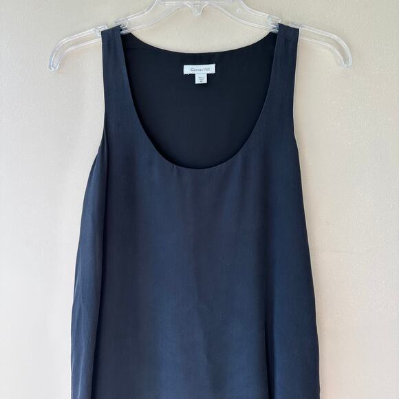 Garnet Hill 100% Silk Dress Sleeveless Tiered Shift Black 6 Minimalist Classic - Picture 2 of 10